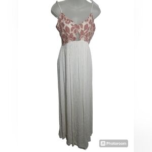 Tularosa Bryce Goddess Mauve Floral Lace Cut Out Front Maxi Dress Small